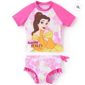 Disney Belle Kids Rashguard Set - Pink and Yellow